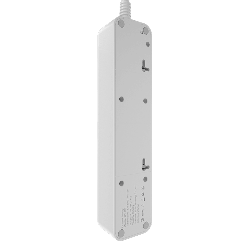 Сетевой фильтр AGNI TP-FD4E плоский, 4 розетки с заземлением, шнур 5 м, 16 А, 4000 Вт, белый, фото 3