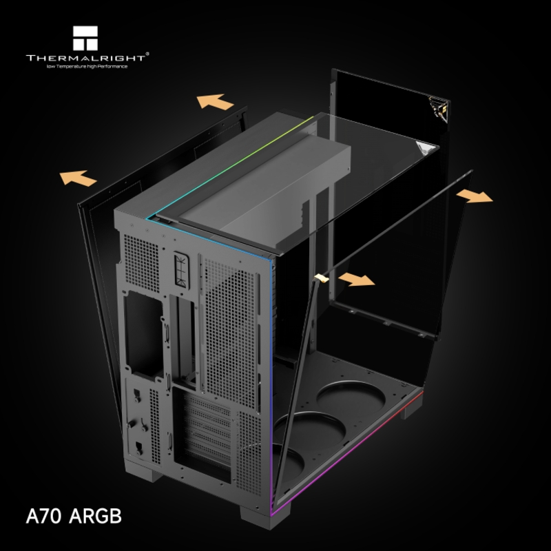 Корпус для ПК Thermalright A70 FAN5-C, Midi Tower, чёрный, под ATX, mATX, Thin mITX, подсветка ARGB, фото 6