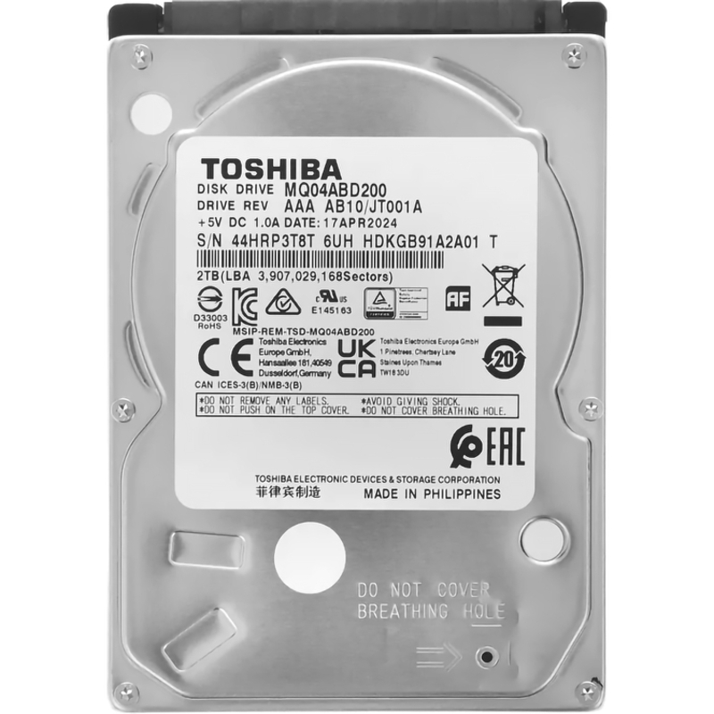 Жёсткий диск восстановленный Toshiba 2 ТБ 2,5″, 5400 об/мин, кэш 128 МБ, для ПК и ноутбуков, фото 3