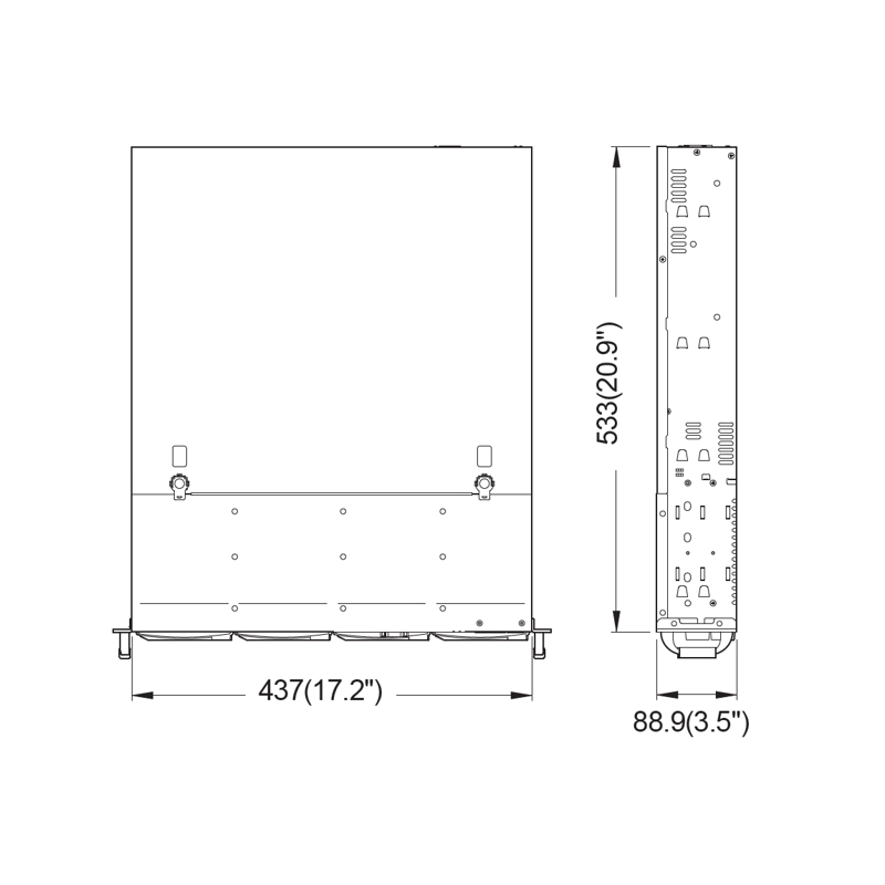 Серверный корпус 2U chassis; ATX, Micro-ATX, Mini-ITX MBs; 8-port 12 Gbps SAS SATA to SAS BP; 8 x 3.5'' hsb + 2 x 3.5" internal; 7 x LP HL slot; 550W single; no rails (Ablecom CS-R25-42P), фото 5
