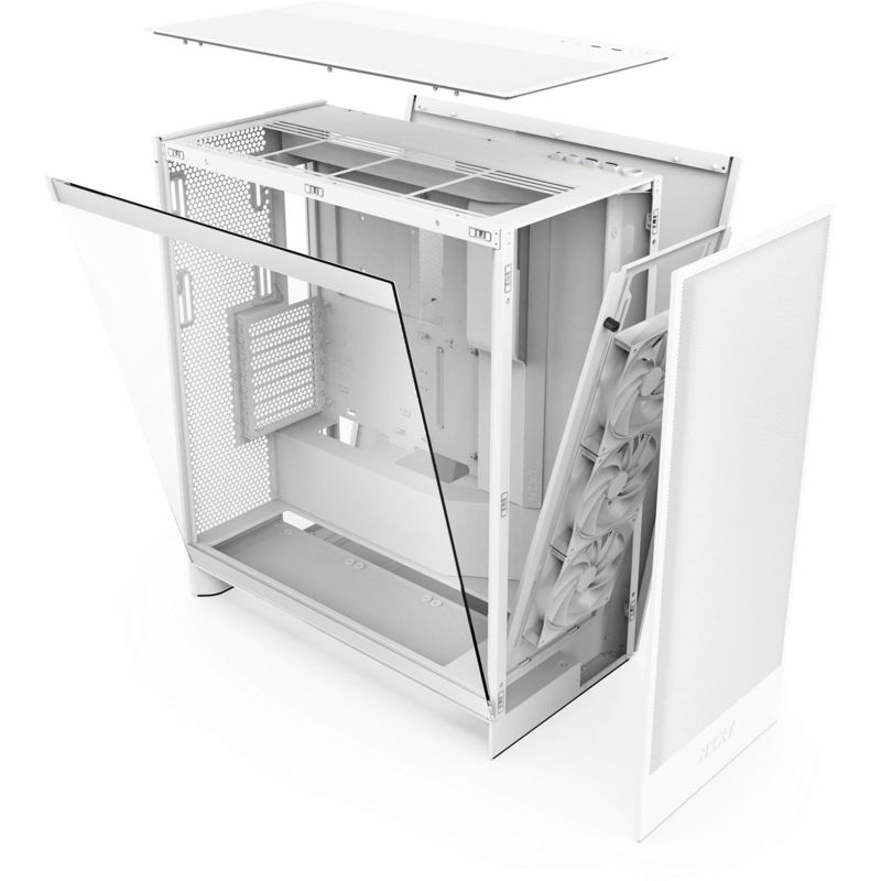 Корпус ПК без блока Case NZXT H7 Flow, Midi-Tower, TG, 3x120mm, 2xUSB-A 3.2 + 1xUSB-C 3.2, E-ATX, ATX, mATX, mITX White, фото 6