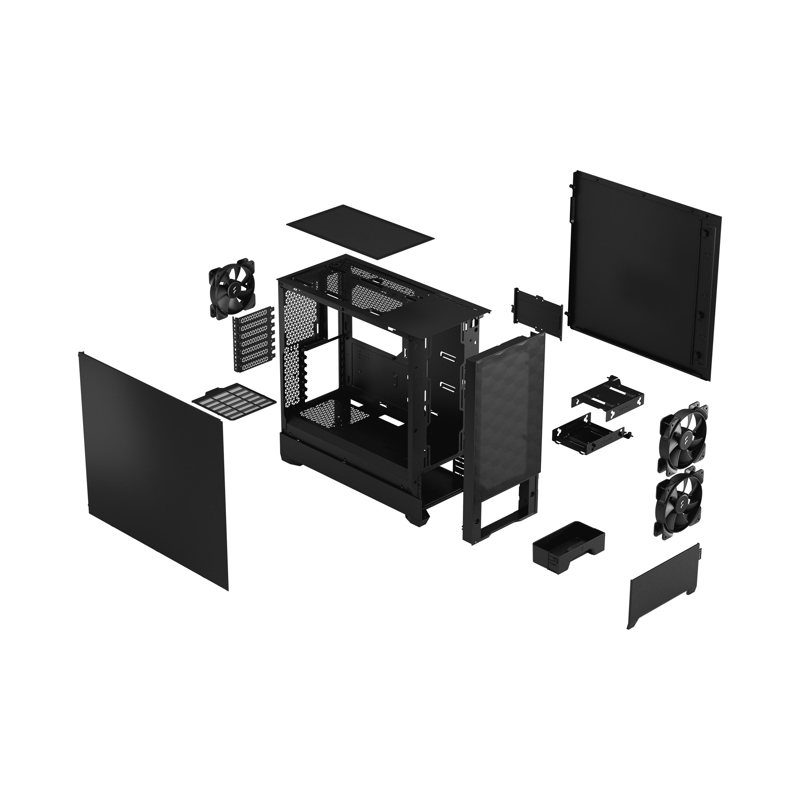 Корпус ПК без блока Case Fractal Design Pop Air Solid, Midi-Tower, 3x120mm, 2xUSB-A 3.2 ATX, mATX, mITX Black, фото 12