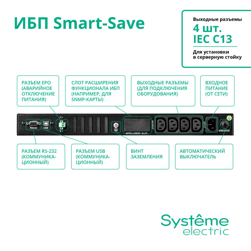 ИБП Systeme electric Smart-Save SMT 750, 450 Вт, 4 розетки, IEC C13, фото 20