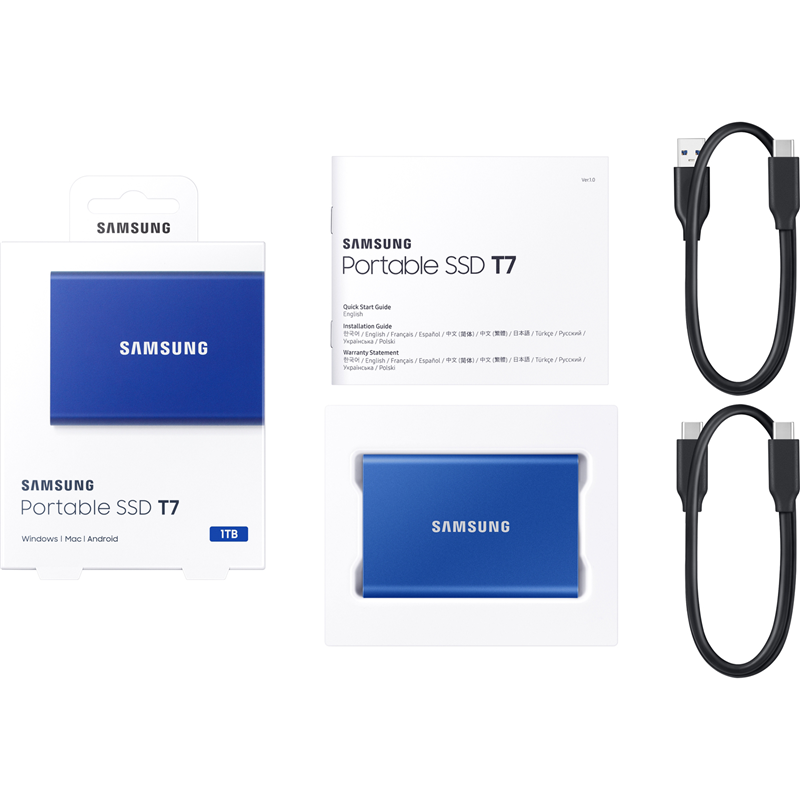 Внешний накопитель Samsung T7, SSD 1 ТБ, USB 3.2 Gen 2 Type-C, чтение 1050 МБ/с, запись 1000 МБ/с, фото 7