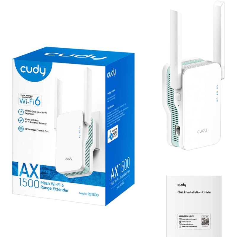 Усилитель Wi-Fi Cudy RE1500, 2 внешние антенны, порт LAN 100 Мбит/с, фото 5