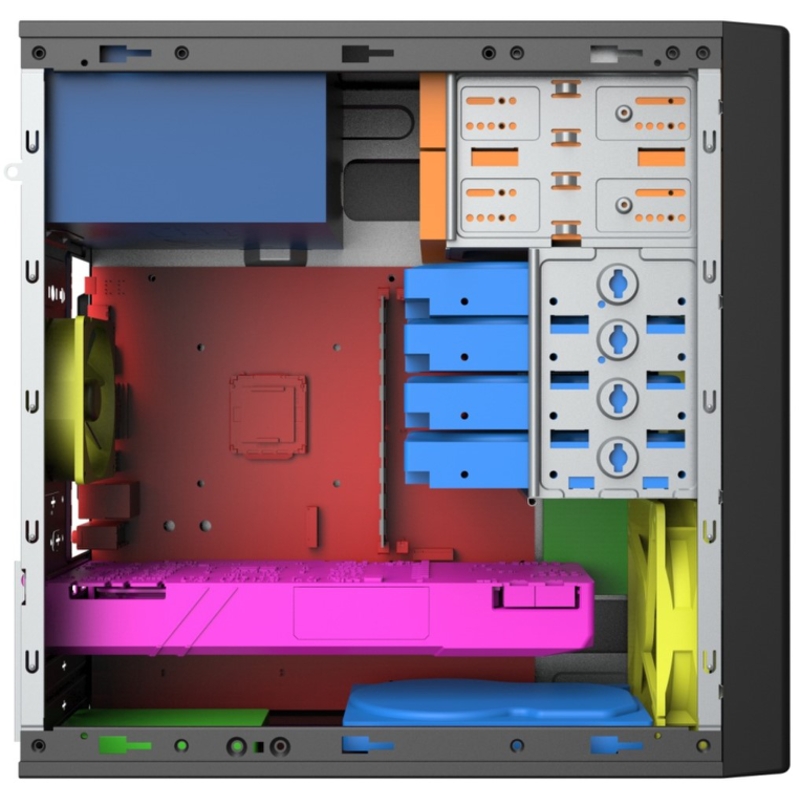 Корпус для ПК Foxline FL-733R, Mini Tower, с БП 600 Вт, чёрный, под mATX, Mini-ITX, фото 2