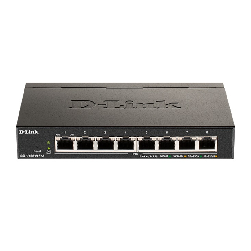 Коммутатор D-Link DGS-1100-08PV2 управляемый L2, 8 портов PoE 1 Гбит/с, 64 Вт, фото 2