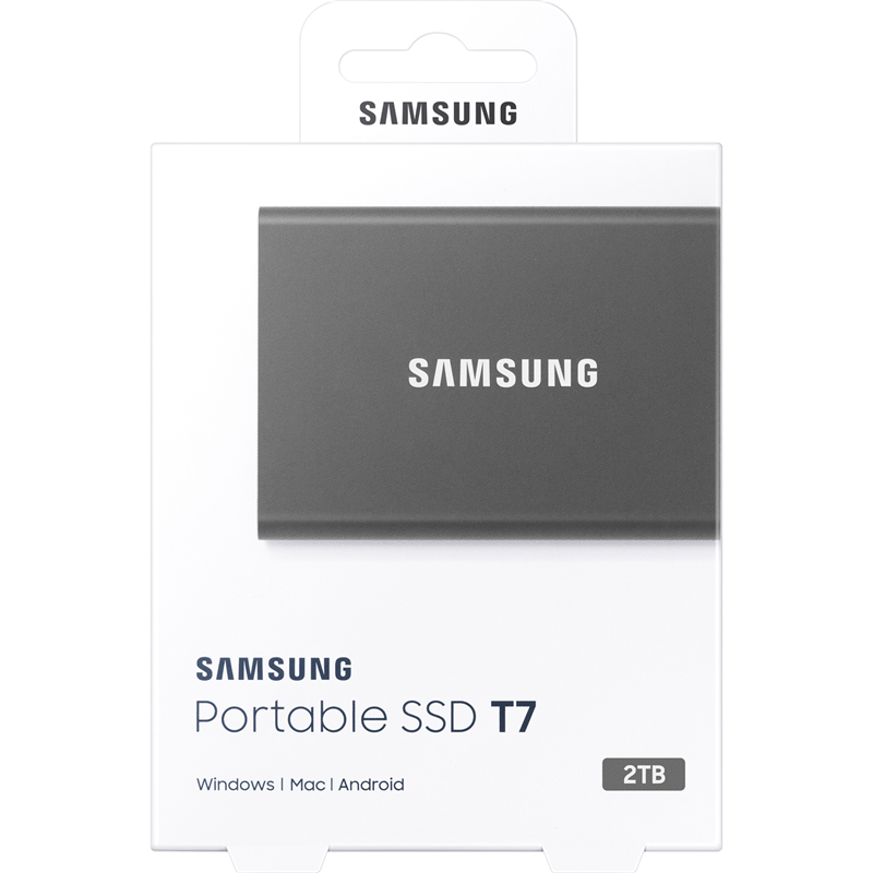 Внешний накопитель Samsung T7, SSD 2 ТБ, USB 3.2 Gen 2 Type-C, чтение 1050 МБ/с, запись 1000 МБ/с, серый, фото 8