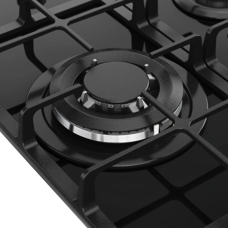 Варочная панель Monsher MGG 43 Noir, газовая, 45 см, 3 конфорки с WOK, газ-контроль, чёрная, фото 4