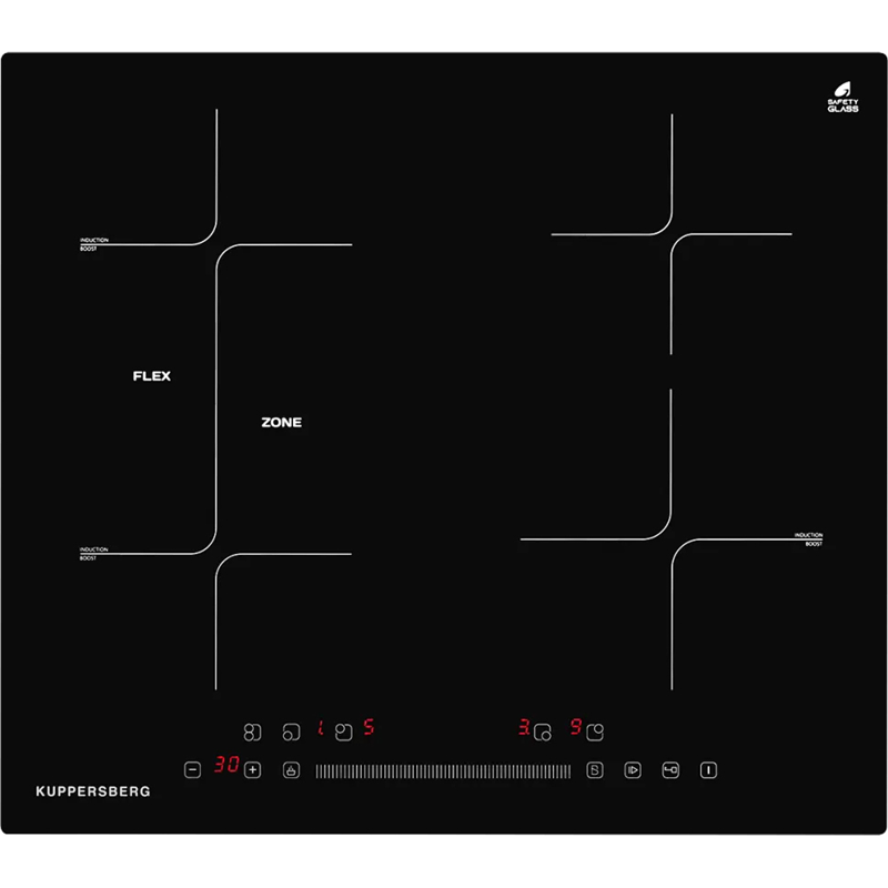 Варочная панель Kuppersberg ICS 612, индукционная, 60 см, 4 конфорки, Flexi-zone, поддержание тепла, чёрная, фото 2