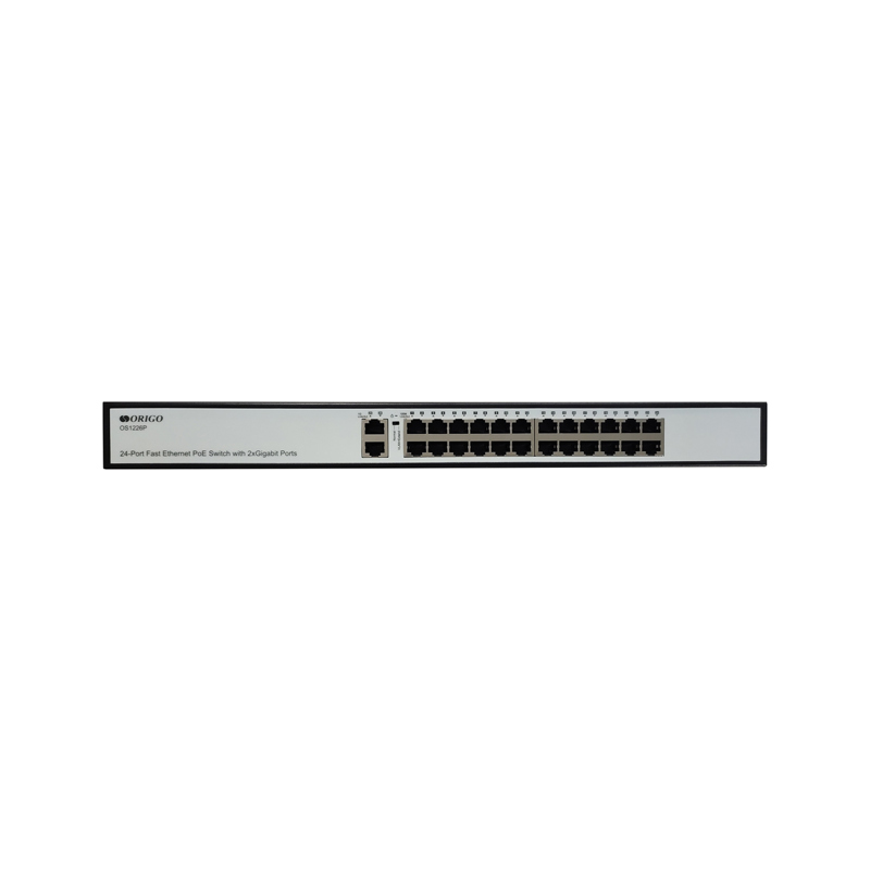 Коммутатор Origo OS1226P неуправляемый, 24 порта PoE 100 Мбит/с, 2 порта 1 Гбит/с, 285 Вт, 19″, фото 2