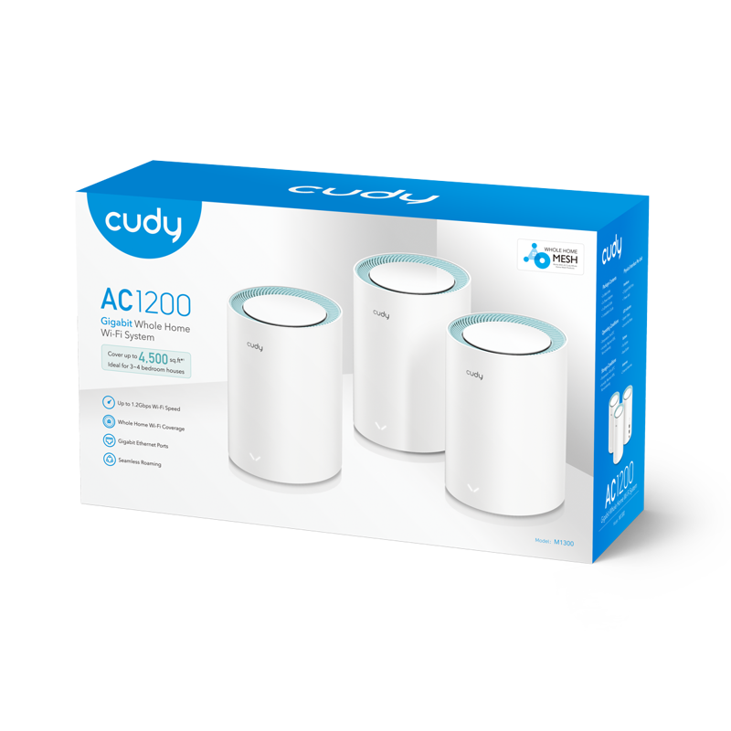 Mesh-система Wi-Fi Cudy AC1200 Wi-Fi Gigabit Mesh Solution 3-Pack, 3 модуля, 4 антенны, фото 4