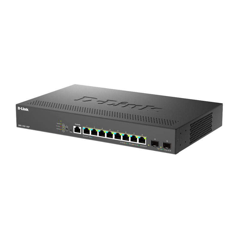 Коммутатор D-Link DMS-1250-10SP управляемый L2, 8 портов PoE 2,5 Гбит/с, 2 SFP+, 240 Вт, фото 3