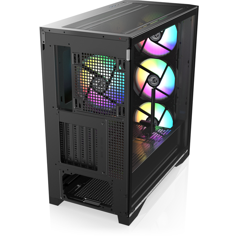 Корпус для ПК Raijintek AGOS MAX, Midi Tower, чёрный, под ATX, E-ATX, Mini-ITX, подсветка ARGB, фото 3