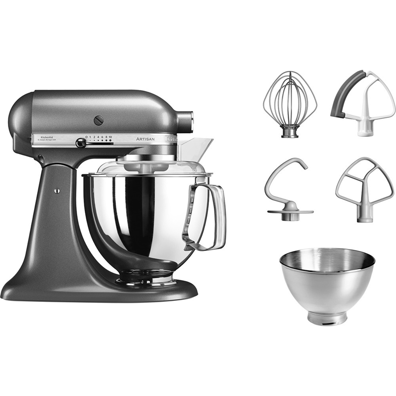 Планетарный миксер KitchenAid Artisan 5KSM175PSEMS, чаши 4,8 и 3 л, 300 Вт, серебряный медальон, фото 2