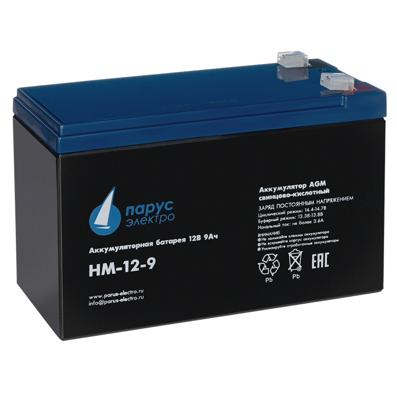 Батарея для ИБП Парус электро HM-12-9, 12 В, 9 А·ч, фото 2