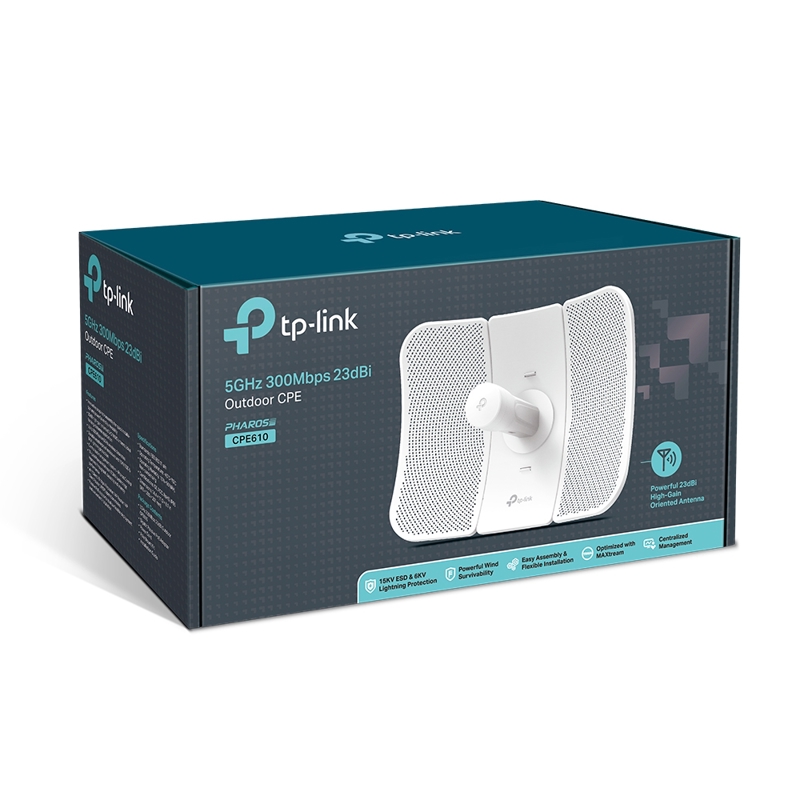 Наружная точка доступа TP-Link CPE610, 5 ГГц, 300 Мбит/с, антенна 23 дБи, IP65, пассивный PoE, фото 4
