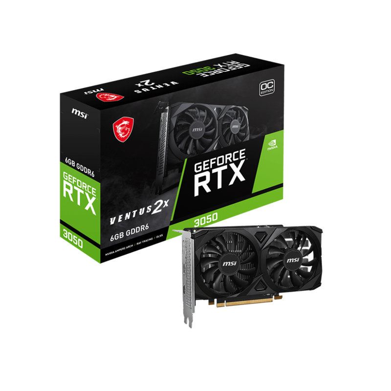 Видеокарта MSI NVIDIA GeForce RTX 3050 VENTUS 2X E 6G OC, 6 ГБ видеопамяти, GDDR6, фото 2