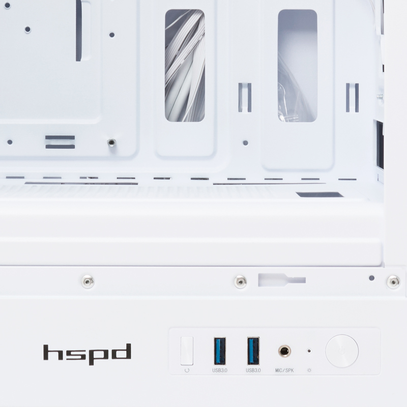 Корпус для ПК Hspd M510, Midi Tower, белый, под ATX, mATX, Mini-ITX, материал закалённое стекло, сталь, фото 8