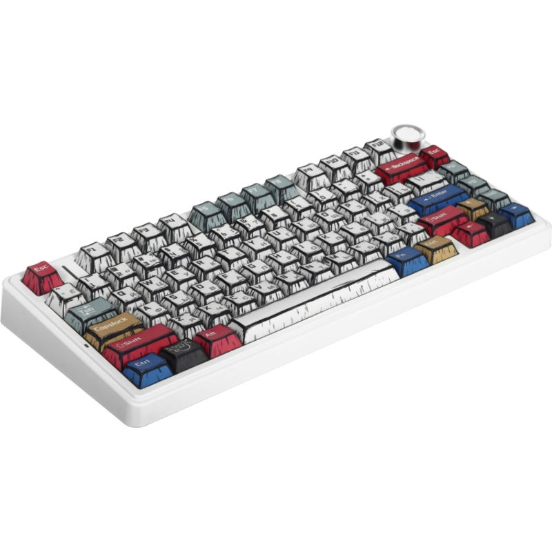 Игровая клавиатура/ Беспроводная механическая клавиатура AULA F75 Comic Keycap зеленые Reaper свитчи (Bluetooth, 2.4 Гц), фото 2