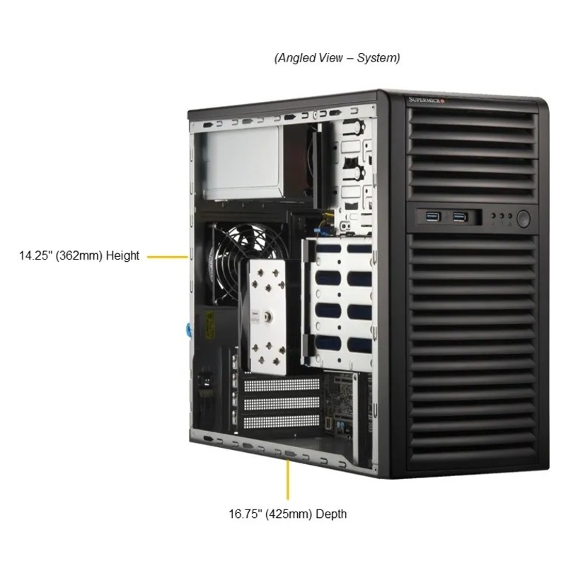 Серверная платформа Supermicro Mainstream Server Mini-Tower, 1x LGA1718 (AMD EPYC™ 4004 4005; Ryzen™ 7000 9000), 4x DDR5 Up to 192GB (SuperMicro AS-3015A-I), фото 2