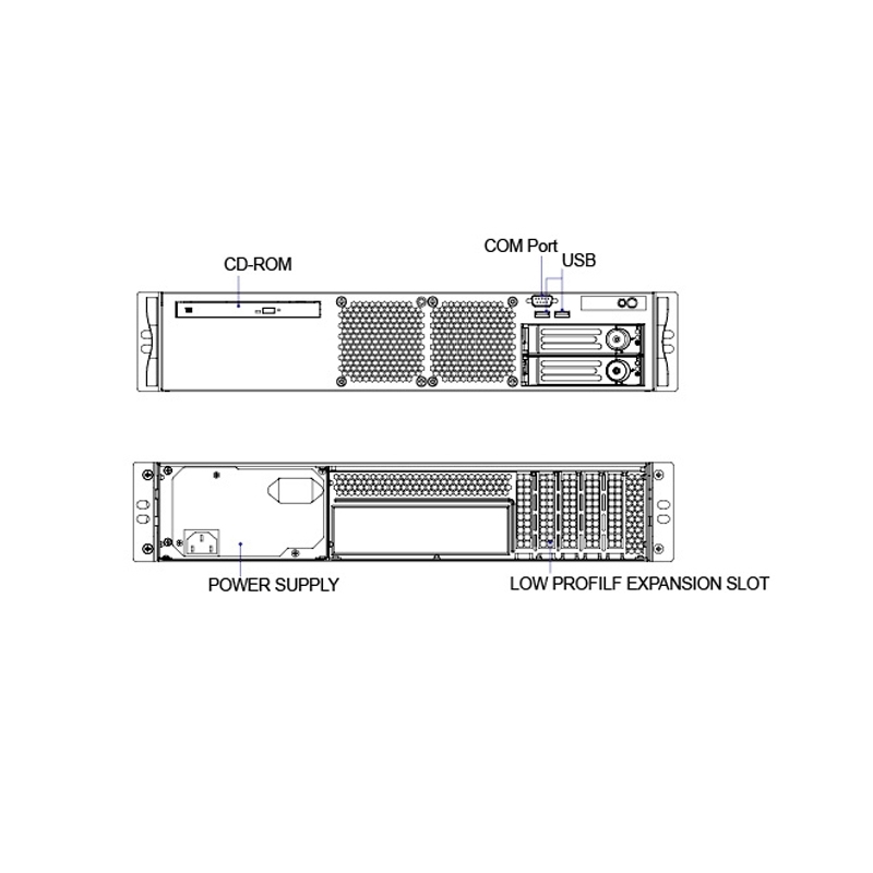 Серверный корпус 2U chassis; ATX, Micro-ATX, Mini-ITX MBs; 2 x 3.5''hs + 2 x 3.5'' internal + 1 x 2.5'' internal; single ATX 500W; no rails (Ablecom CS-R27S-04P), фото 2