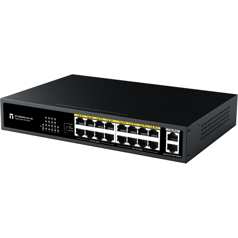 PoE-коммутатор Netis ST118GHPDI-2G-130 неуправляемый, 16 портов PoE 100 Мбит/с, 2 порта 1 Гбит/с, фото 4
