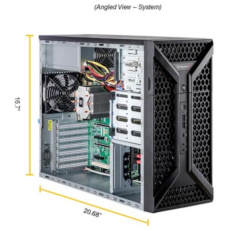 Серверная платформа Supermicro UP Workstation Server SYS-531A-IL Mid-Tower, 1x LGA-1700, 4x DDR5 Up to 192GB, 4x 3.5" SATA (SuperMicro SYS-531A-IL), фото 2
