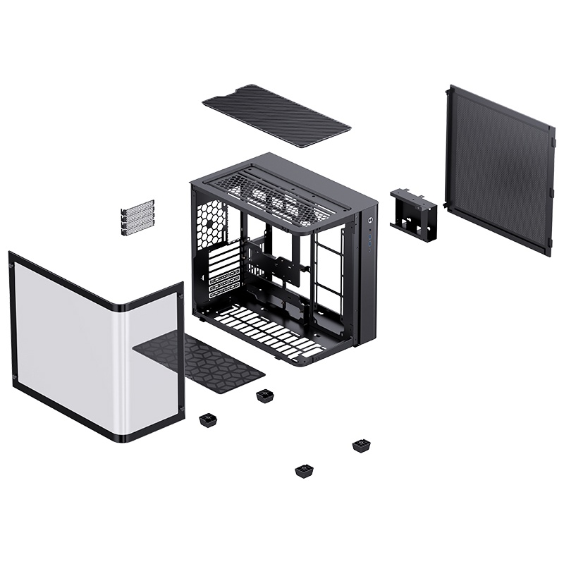 Корпус для ПК Jonsbo TK-3, Midi Tower, чёрный, под ATX, mATX, Mini-ITX, материал закалённое стекло, сталь, фото 4