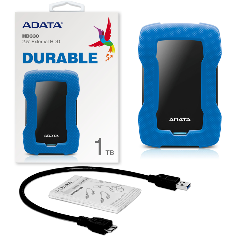 Внешний жёсткий диск 1TB ADATA HD330 (Blue), Silicone, USB 3.2 Gen1, 133x89x16mm, 190g (ADATA AHD330-1TU31-CBL), фото 8