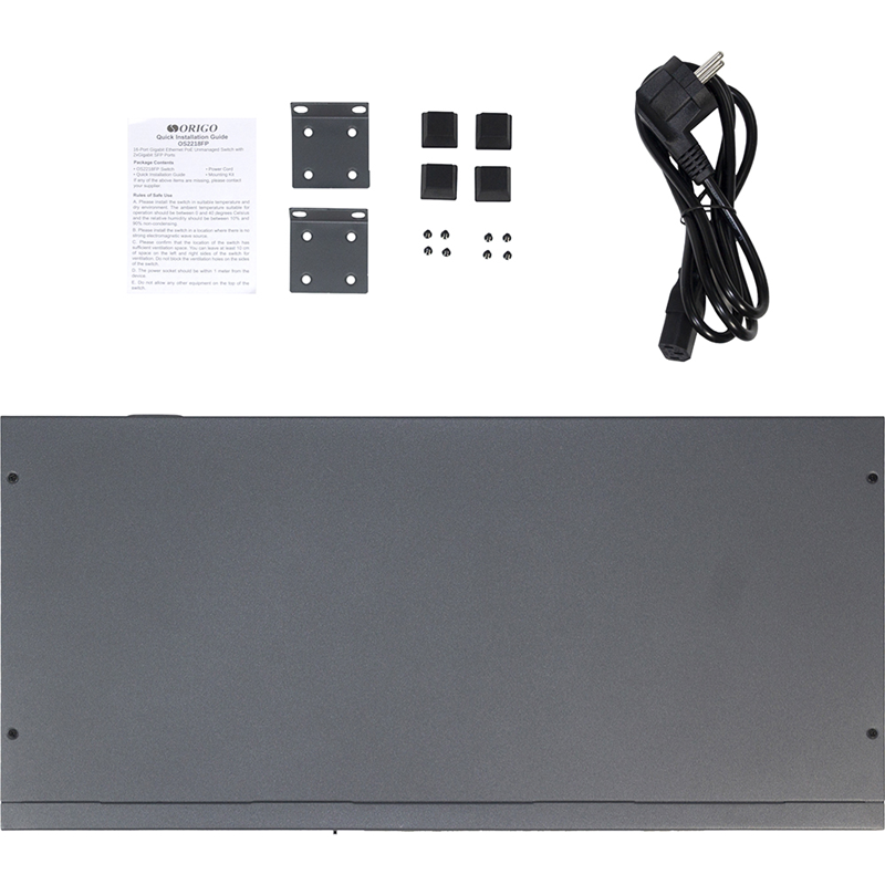 PoE-коммутатор Origo OS2218FP неуправляемый, 16 портов PoE 1 Гбит/с, 2 SFP, 200 Вт, 19″, фото 4