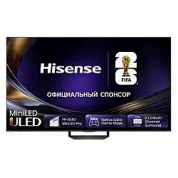 Телевизор ЖК 75'' Hisense, Ultra HD, Mini LED, 1100 зон локального затемнения, Smart TV HomeOS U9.5, Dolby Atmos