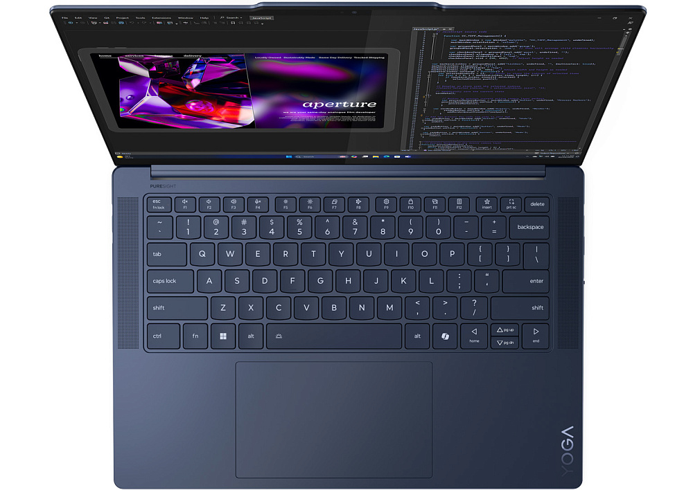 Ноутбук Lenovo Yoga Slim 7x 14Q8X9 83ED0049RK Cosmic Blue, 14,5" 3K (2944x1840) OLED, Snapdragon X Elite X1E-78-100, Qualcomm SD X Adreno X1-85, 32GB LPDDR5x-8448, 1 TB SSD PCIe GEN4, WINDOWS 11 HOME, КЛАВИАТУРА RU/US, гарантия 1 год, фото 10