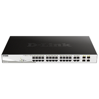 Коммутатор D-Link DGS-1210-28P управляемый L2, 24 порта PoE 1 Гбит/с, 4 комбо SFP, 193 Вт