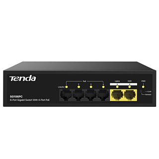PoE-коммутатор Tenda SG106PC неуправляемый, 6 портов 1 Гбит/с, 4 порта PoE