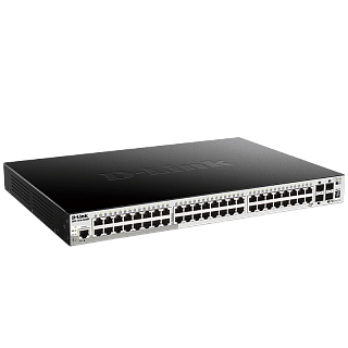 Коммутатор D-Link DGS-1510-52XMP управляемый L2+, 48 портов PoE 1 Гбит/с, 4 SFP+, 370 Вт
