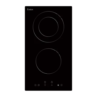 Варочная панель Evelux HEV 321 B, электрическая, 30 см, 2 конфорки Hi-Light, сенсорная, чёрное стекло