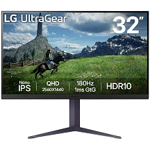 Монитор LG UltraGear 32GS85Q-B, 31.5 ″, 2560x1440, 180 Гц, IPS, 350 кд/м², тёмно-серый