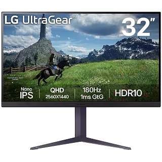 Монитор LG UltraGear 32GS85Q-B 31.5'' 2560x1440, IPS, 178x178, 350nit, 180Hz, 1ms, 2HDMI/DP, 2USB-A, Audio out, LTP, ExtPWR, 100x100VESA, Черный/Фиолетово-серый, 1y