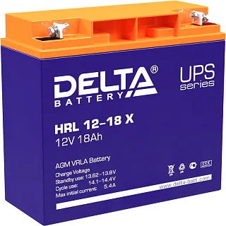 Батарея для ИБП Delta HRL 12-18 X, 12 В, 18 А·ч, клеммы под болт М5, срок службы 12 лет