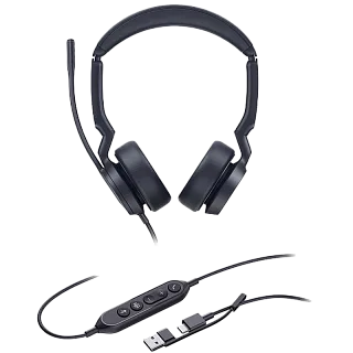 Гарнитура Yealink UH44 Dual UC, проводная, USB-C и USB-A, на оба уха, пульт на кабеле