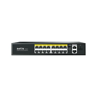 Коммутатор Netis P116GH (L2) 16x100Мбит/с 2x1Гбит/с 1SFP 16PoE 16PoE+ 240W неуправляемый (Netis P116GH)