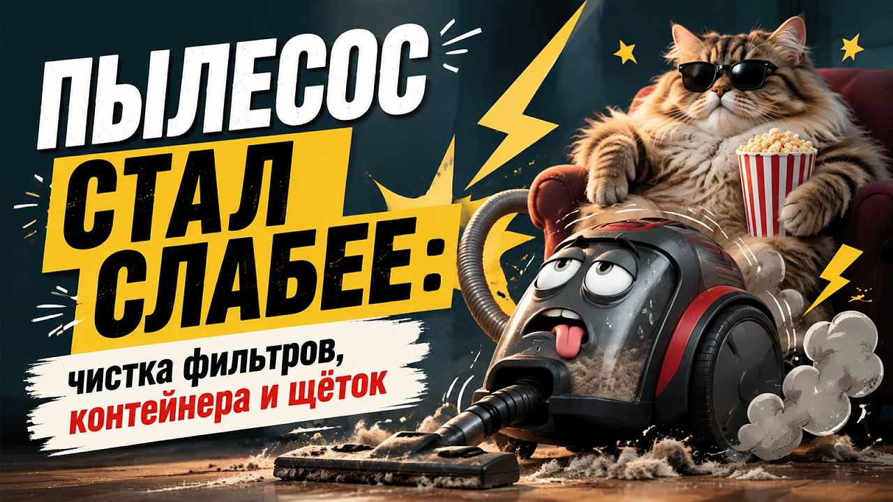 Пылесос стал слабее: чистка фильтров, контейнера и щёток