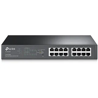 Коммутатор 16-Port Gigabit Easy Smart PoE Switch, 16 10/100/1000 Mbps ports, 8 PoE+ ports, 802.3af/at support, PoE Power Budget: 110W (TP-Link TL-SG1016PE)