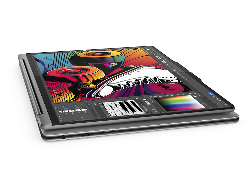 Ноутбук-трансформер Lenovo Yoga 9 2-in-1 14IMH9 83AC005ERK, Luna Grey, 14" 4K OLED 60Hz Touch + Lenovo® Slim Pen, Intel® Core™ Ultra 7 155H, Intel® Arc™ Graphics, 32 GB LPDDR5x-7467, 1 TB SSD PCIe GEN4, WINDOWS 11 HOME, КЛАВИАТУРА RU/US, гарантия 1 год, фото 3