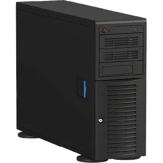 Серверный корпус 4U/Tower Workstation, Mini ITX, Micro ATX, ATX, E ATX MB support, 8xFHFL exp slot (4 double-width GPU), 8x3.5''HS SATA (Ablecom CS-W45-02P)