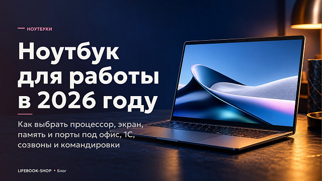Ноутбук для работы в 2026 году: как выбрать процессор, экран, память и порты под офис, 1С, созвоны и командировки