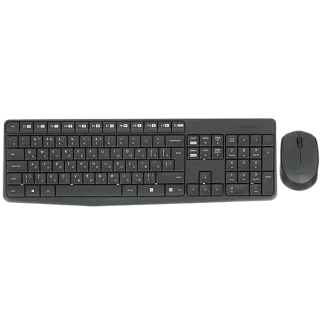 Комплект клавиатура и мышь Logitech Desktop MK235, радиоканал, серый