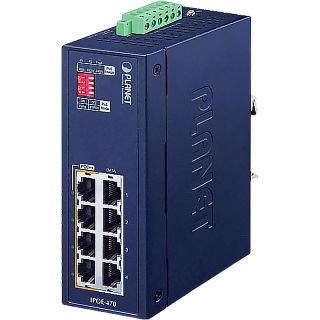 Инжектор PoE++ Planet IPOE-470 промышленный, 4 порта 1 Гбит/с, до 95 Вт на порт, бюджет 240 Вт