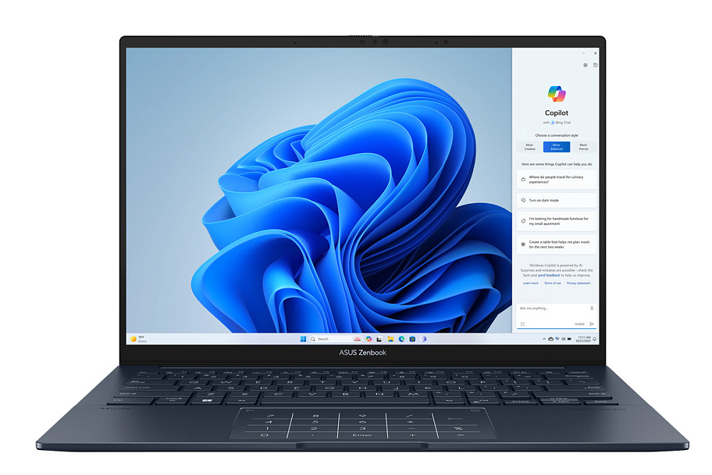 Ноутбук ASUS Zenbook 14 OLED Ponder Blue UX3405MA-QD986 (90NB11R1-M01SL0), Intel Core Ultra 5 125H, 16 ГБ LPDDR5X, 14" Full HD+ OLED, 512 GB SSD PCIe GEN4, WINDOWS 11 PRO, КЛАВИАТУРА RU/US, гарантия 1 год, ЧЕХОЛ В ПОДАРОК!, фото 2